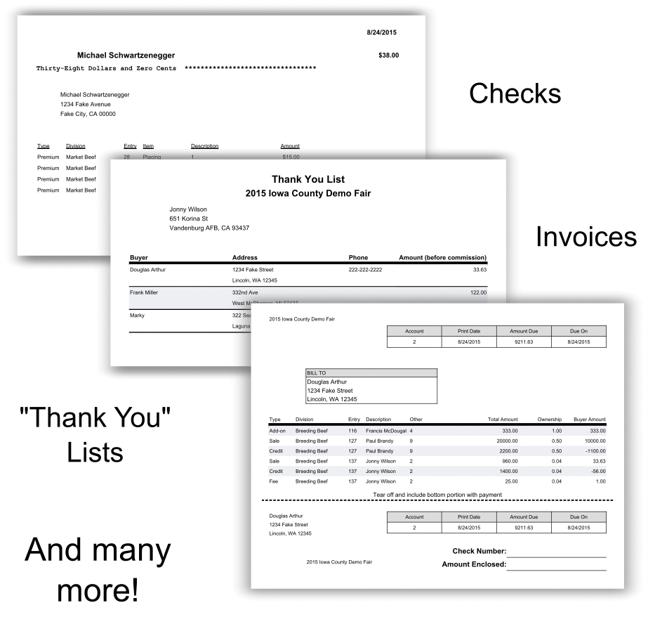 FairEntry standard reports such as tags, entry cards, and premium summaries